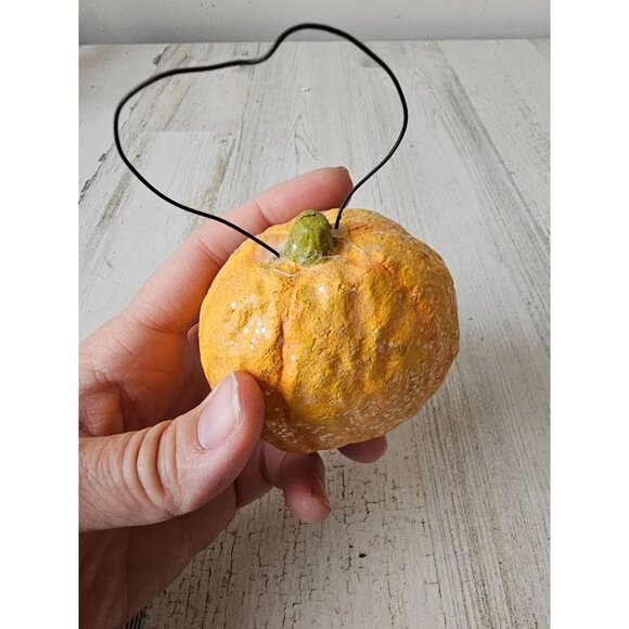 Vintage dept 56 glitter pumpkin jack-o'-lantern ornament Halloween shabby chic a - Picture 6 of 8
